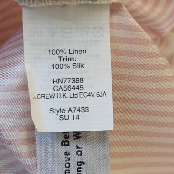 NWT J CREW Mixed Media Linen Silk Medium Tank Gray Front Pink White Stripe Back - Picture 8 of 13